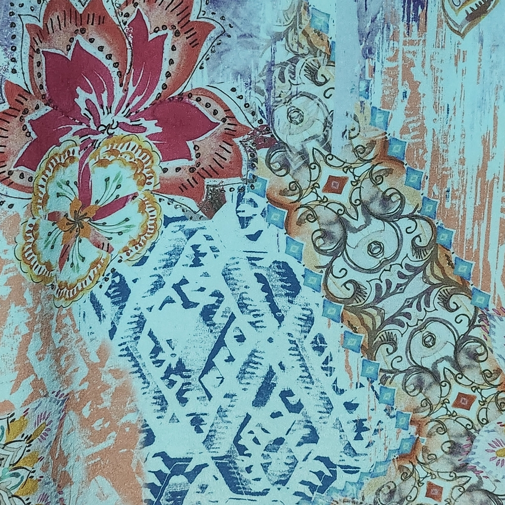 TIANELLO by STEVE BARRAZA Tunic Medium Silk Floral Asymmetrical Hem Art To Wear - Picture 9 of 15